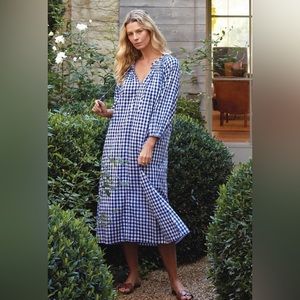 Lake - Hammock Midi Dress in Navy Gingham, Size Medium.